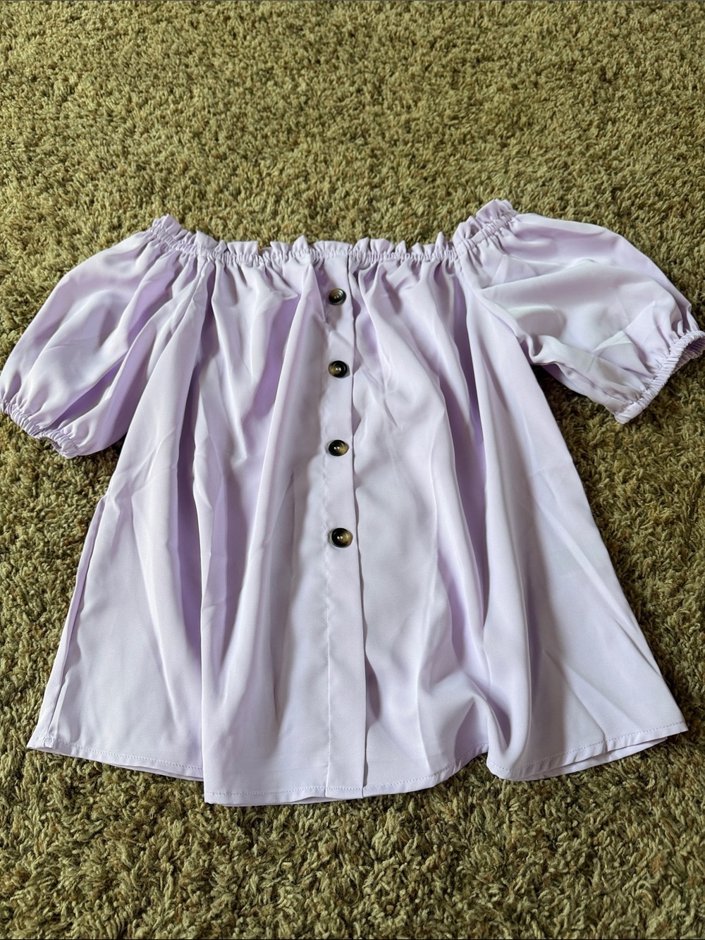 SHEIN Lavender Off-Shoulder Button-Up Blouse
